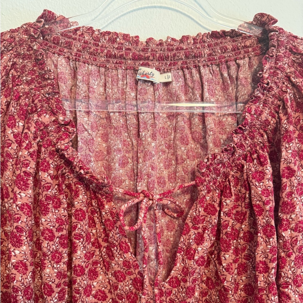 Faherty Emery Floral Print Granita Blouse Top Size Large Cottagecore - Picture 6 of 11